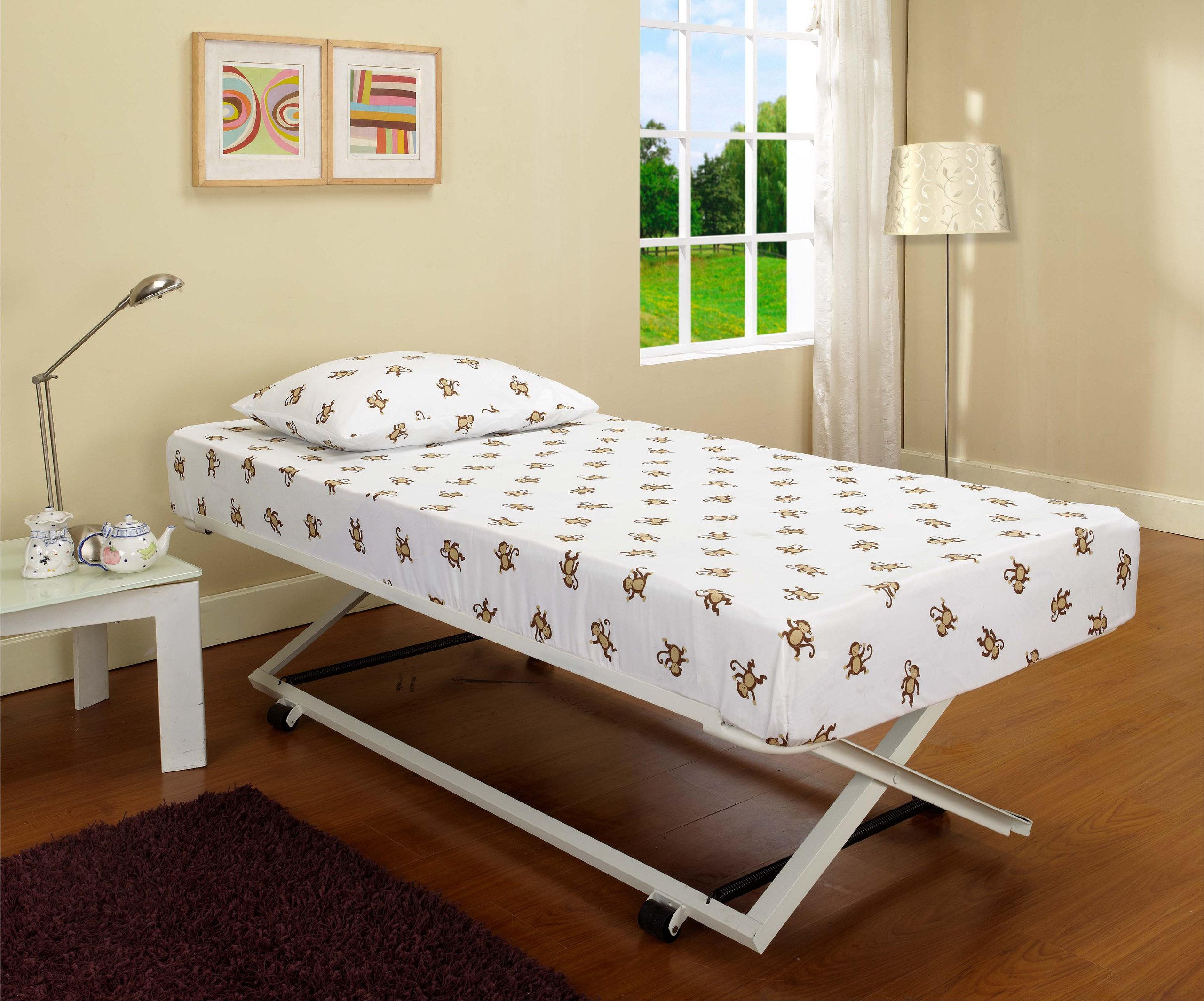 White Metal 39''/ Twin Size Pop Up Trundle For Daybeds Best Deal