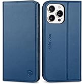 SHIELDON Case Wallet for iPhone 16 Pro Max 5G 2024, Genuine Leather Flip Kickstand RFID Blocking Card Holder Magnetic Protective Phone Cover Compatible with iPhone 16 Pro Max 6.9" - Royal Blue