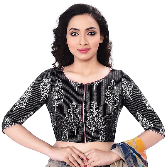 Women's Cotton Printed Blouse (D-005378-Black)