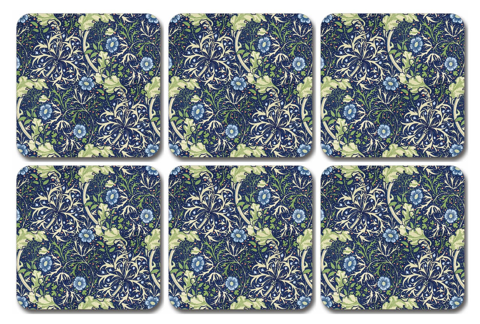 William Morris Seaweed Coasters - Set of 6