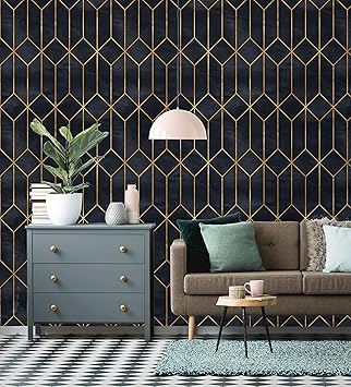 Removable Wallpaper Peel And Stick Geometric Wallpaper Self Adhesive Art Deco Wallpaper Vintage Wallpaper Sample 6 X 8 Amazon Com