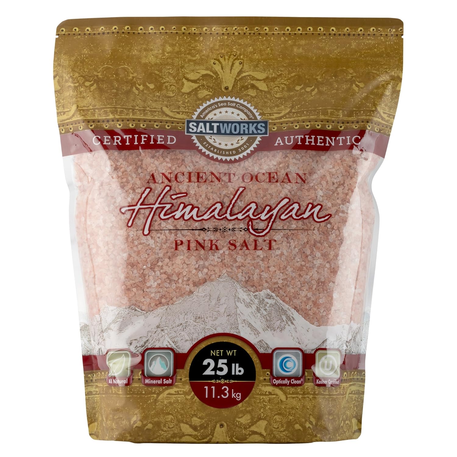 SaltWorks Ancient Ocean Himalayan Pink Salt, Fine Grain, 5 Pound Bulk Bag: Grocery & Gourmet Food