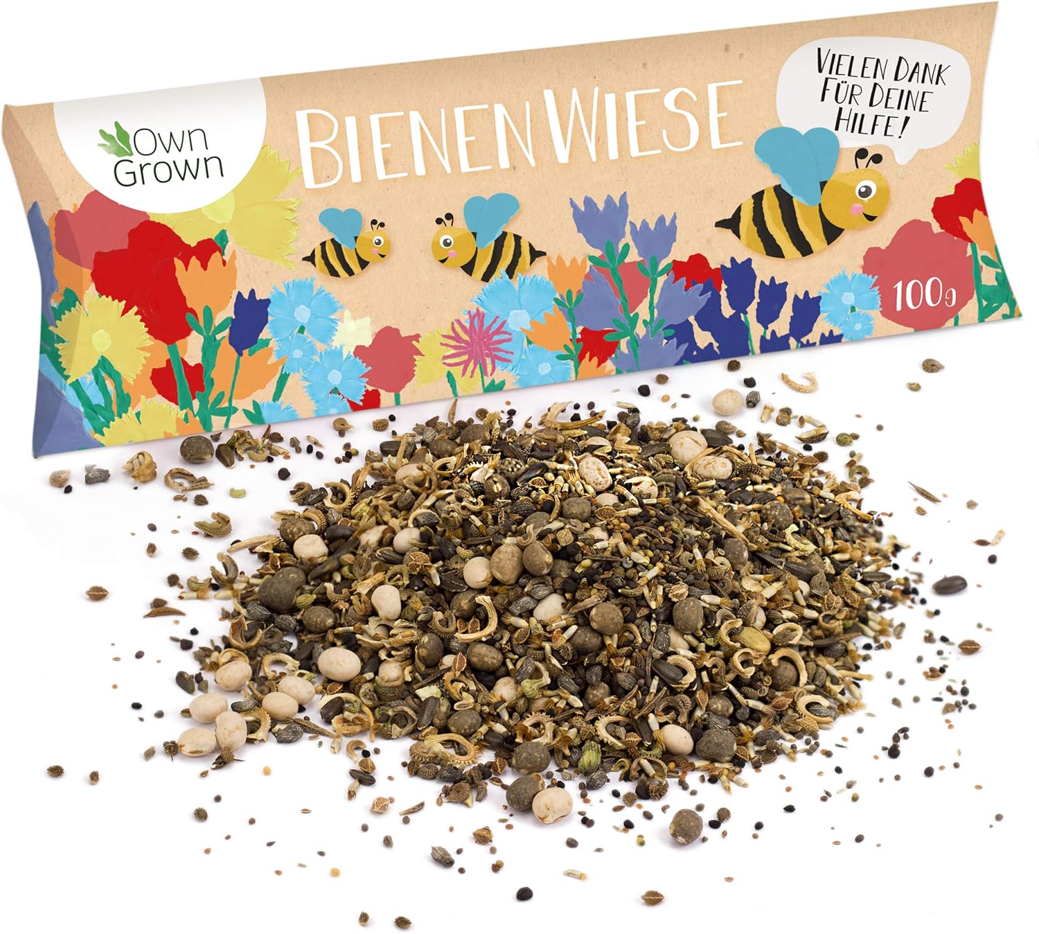 Bienenwiese Blumenmischung: 100g Premium Bienen Saatgut für bunte Bienenweide, Bienen und Hummelmagnet - bienenfreundliche Blumensamen Mischung ein- und mehrjährig - Blumenwiese Samen von OwnGrown