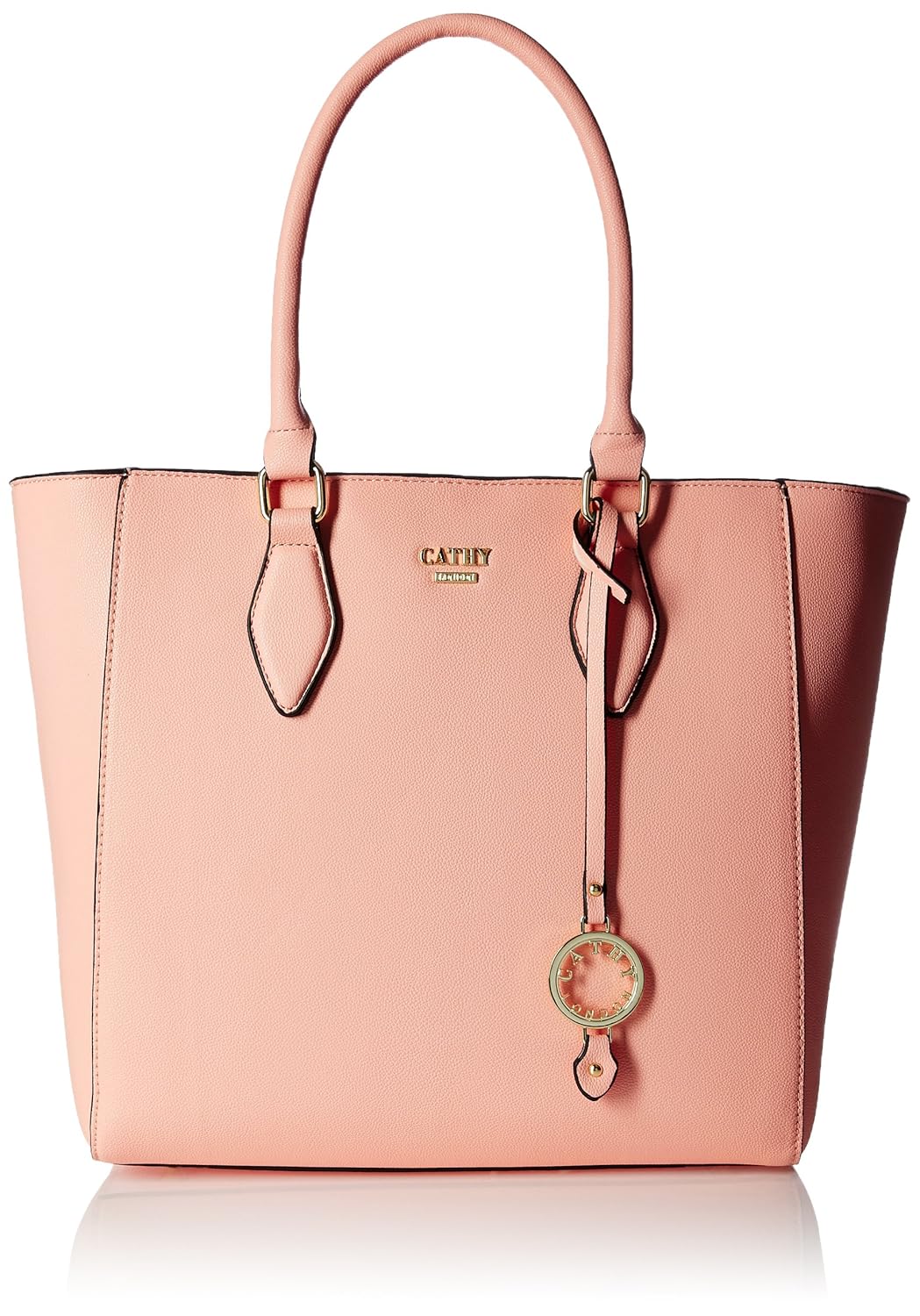 cathy london women's handbag, material- synthethic leather, colour- peach