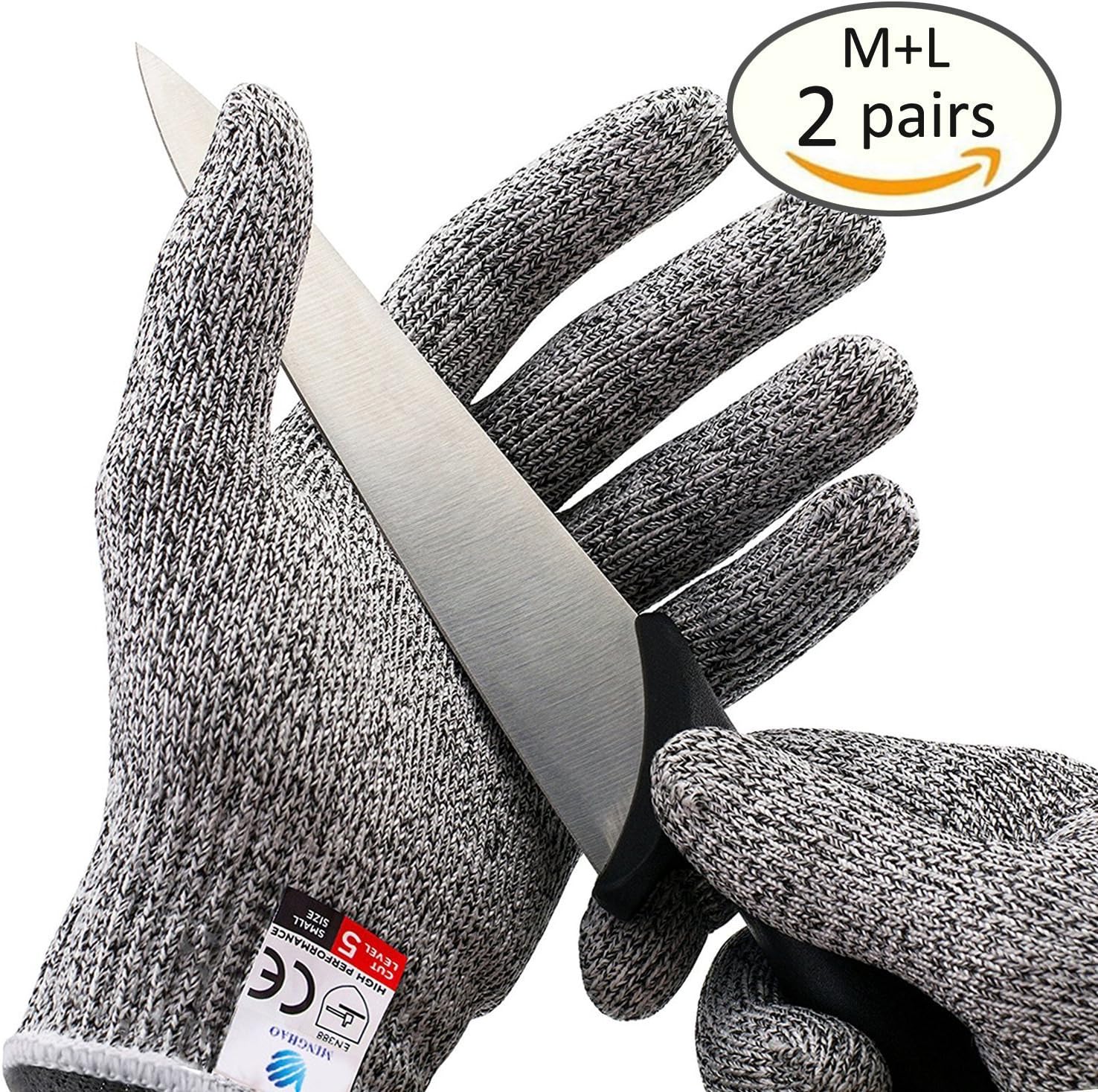Cut Resistant Gloves - High Performance Level 5 Protection, Food Grade - Medium+Large 2 Pairs - No Longer Need To Consider The Size