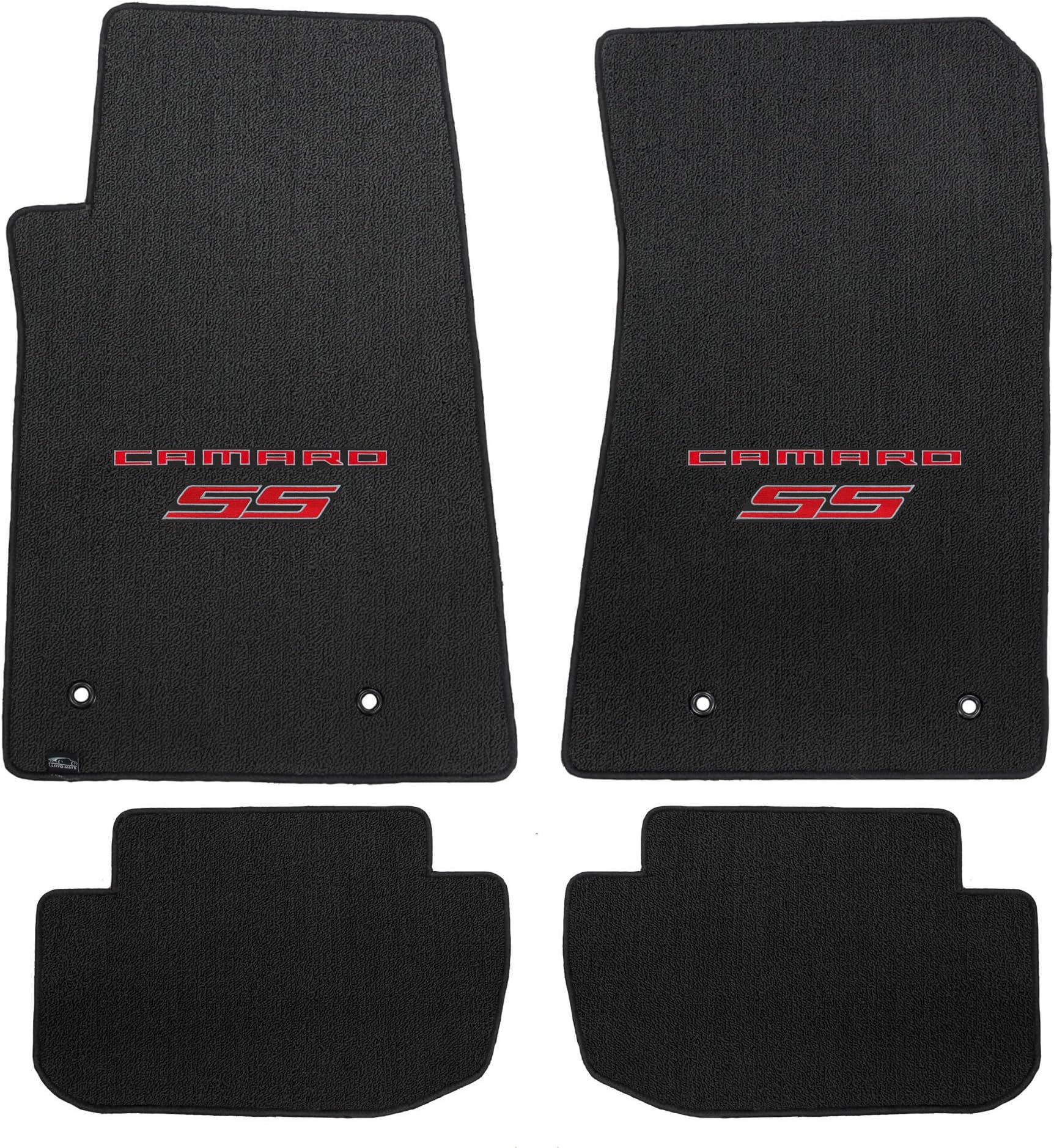 Lloyd Mats ® - Classic Loop Ebony 4PC Floor Mats for Camaro SS 2010-15 with Red Camaro SS Logo