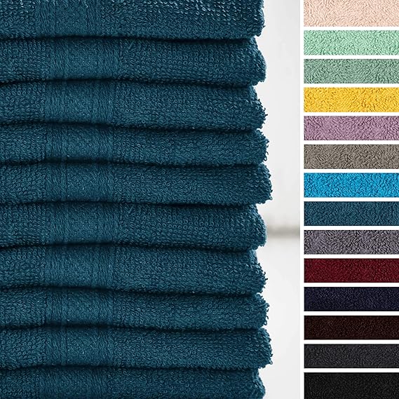 Lumaland Premium 10er Set Gästetücher Handtücher Frottee 30 x 50 cm aus 100% Baumwolle 500 g/m² mit Aufhänger seeblau