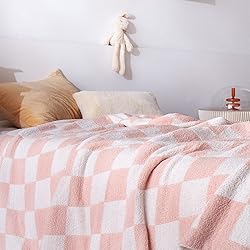 SeaRoomy Checkered Blanket, Ultra Soft Knit Blanket