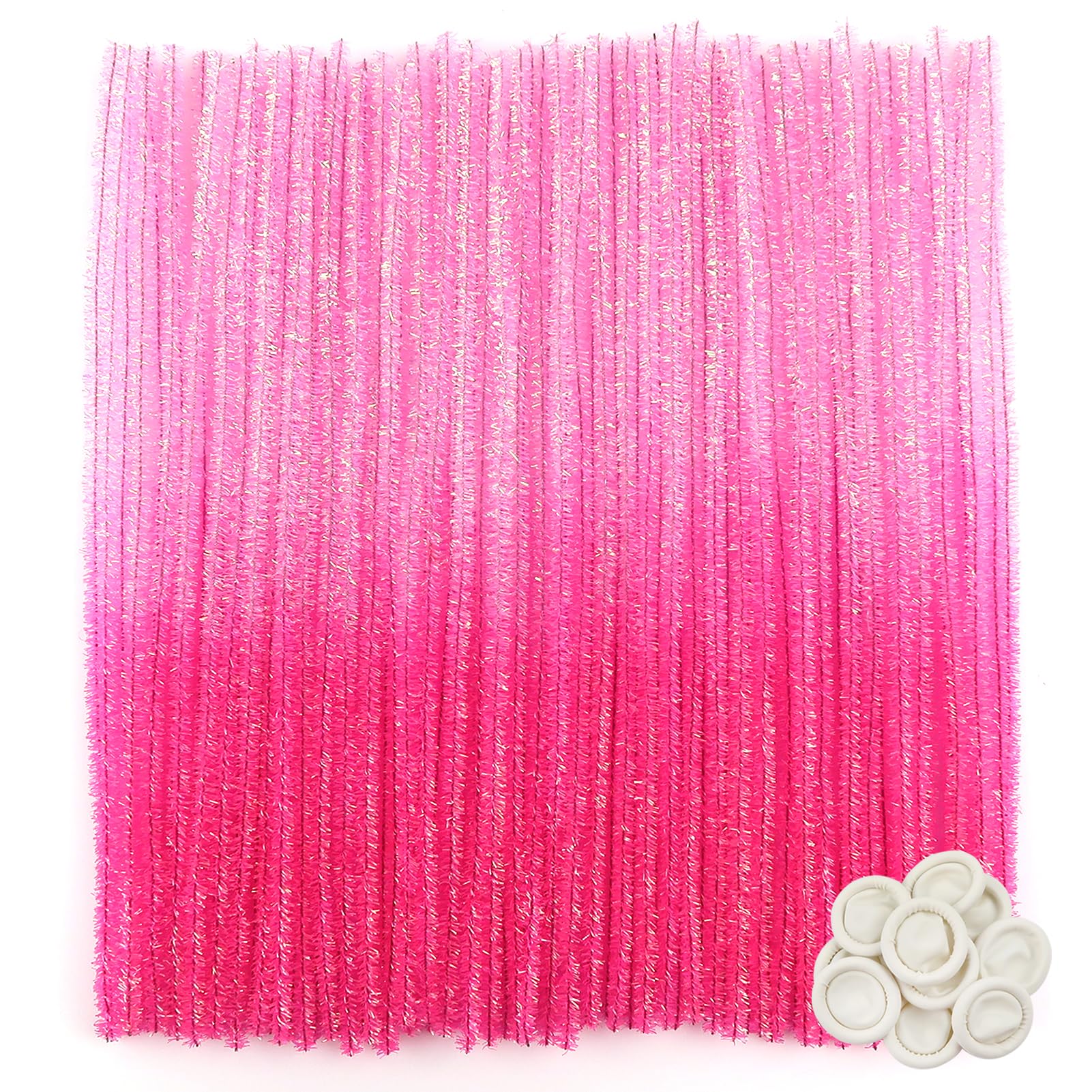 TOAOB 100pcs Glitter Pipe Cleaners Glitter Pink 30cm Chenille Stems Craft Supplies Wire Bending Plush for Art and Craft Projects DIY Decorations