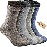 Annsuki 5 Pack Merino Wool Socks - Men's Winter Warm Thermal Hiking Socks for Camping and Cozy Wear