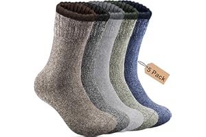 Annsuki 5 Pack Merino Wool Socks - Men's Winter Warm Thermal Hiking Socks for Camping and Cozy Wear