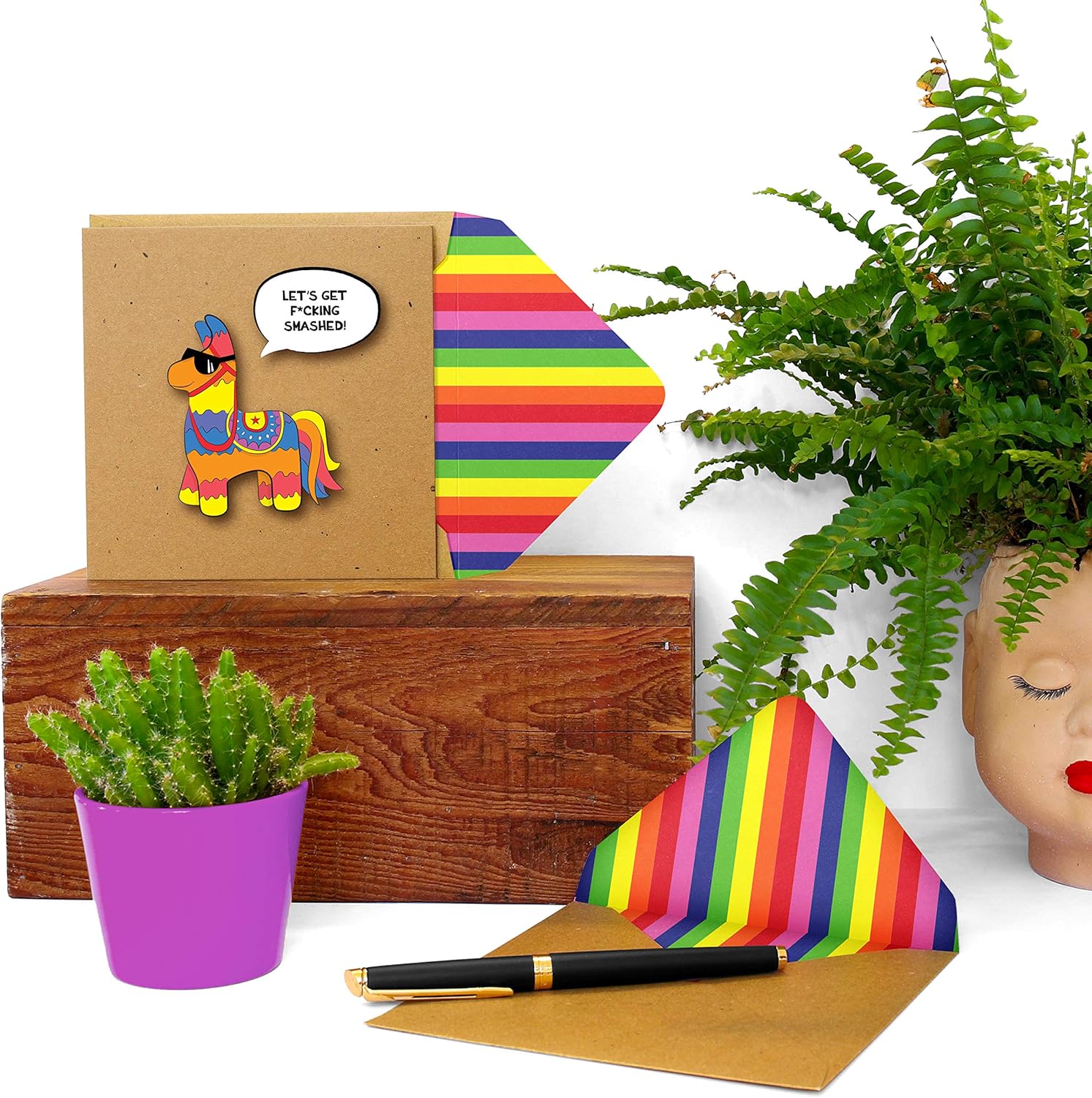 Let's Get Smashed Card Handmade Greeting Card with Rainbow Envelope, 210 x 290 mm - Image 4