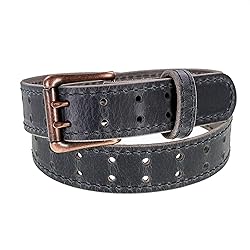 Men’s Classic Leather Belt, Double Prong Retro