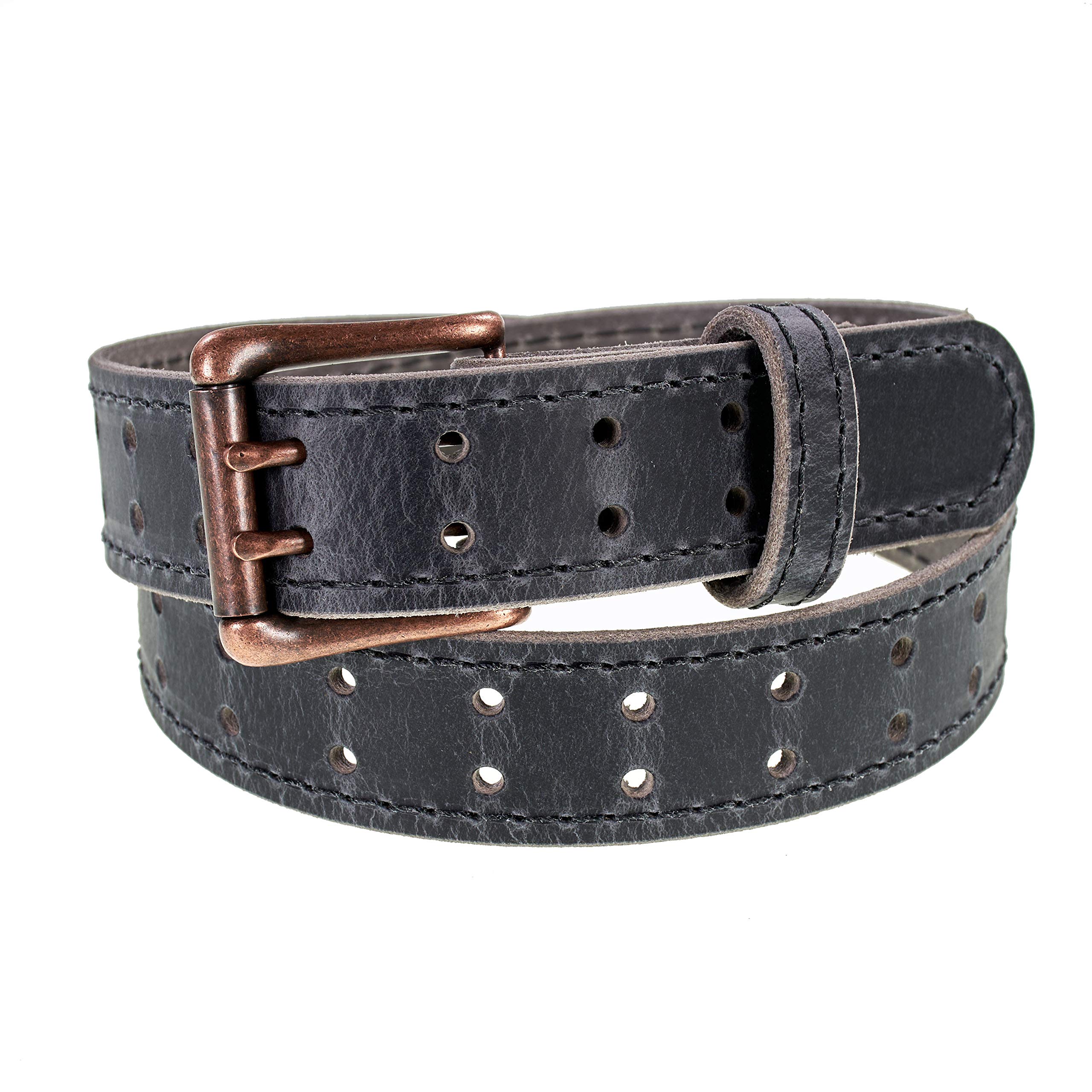 Men’s Classic Leather Belt, Double Prong Retro