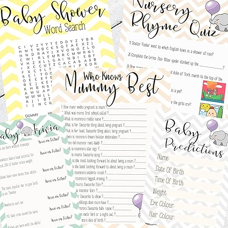 Baby Shower Games The Ultimate Big Baby Shower Game Bundle 5 In 1