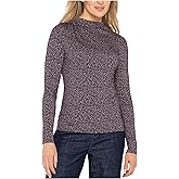 Liverpool Womens Long Sleeve Mock Neck Knit Top with Shirring