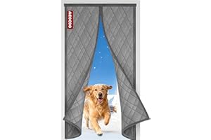 AEOCOO Insulated Door Curtains for Doorways/Front/Back/Basement, Fit Size up to 36 x 80 Inches, Magnetic Thermal Door Cover for Winter, Oxford Filled with Thick Cotton to Keep Warm, Grey, Diamond