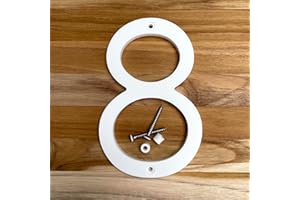 GO HOME NUMBERS 5 Inch Modern Plastic House Numbers and Letters with hardware included. Black and White Arrows, North South East West, Unit A B, No.- Dash, 1/2 (8, WHITE)