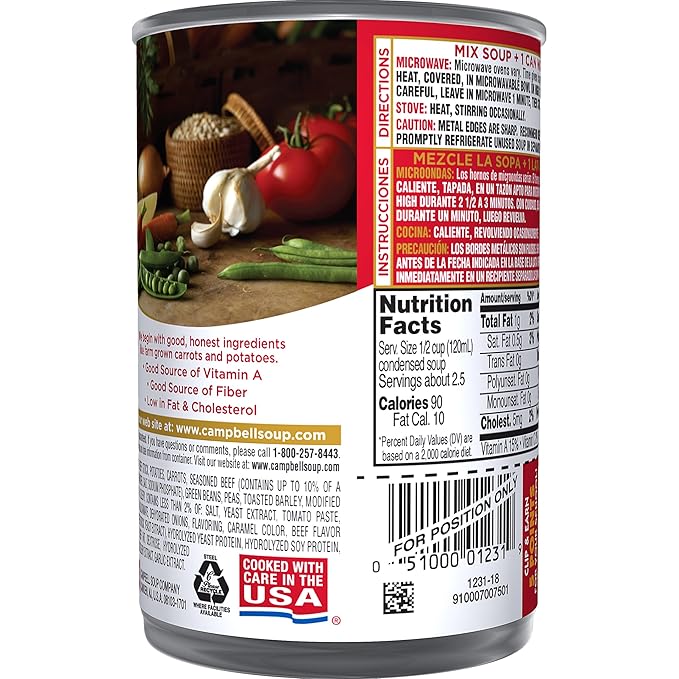 Campbells Condensed Soup, Vegetable Beef, 10.5 Ounce (Pack of 24)