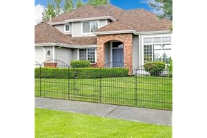 FIRSTNESS Decorative Garden Fence 12 Panels 26.8ft(L)×32in(H) Garden Fences Animal Barrier Fencing with 11 Panels + 1 Gate, No Dig Metal Rustproof Wire Border Temporary Dog Fence Outdoor for Patio Yard Lawn