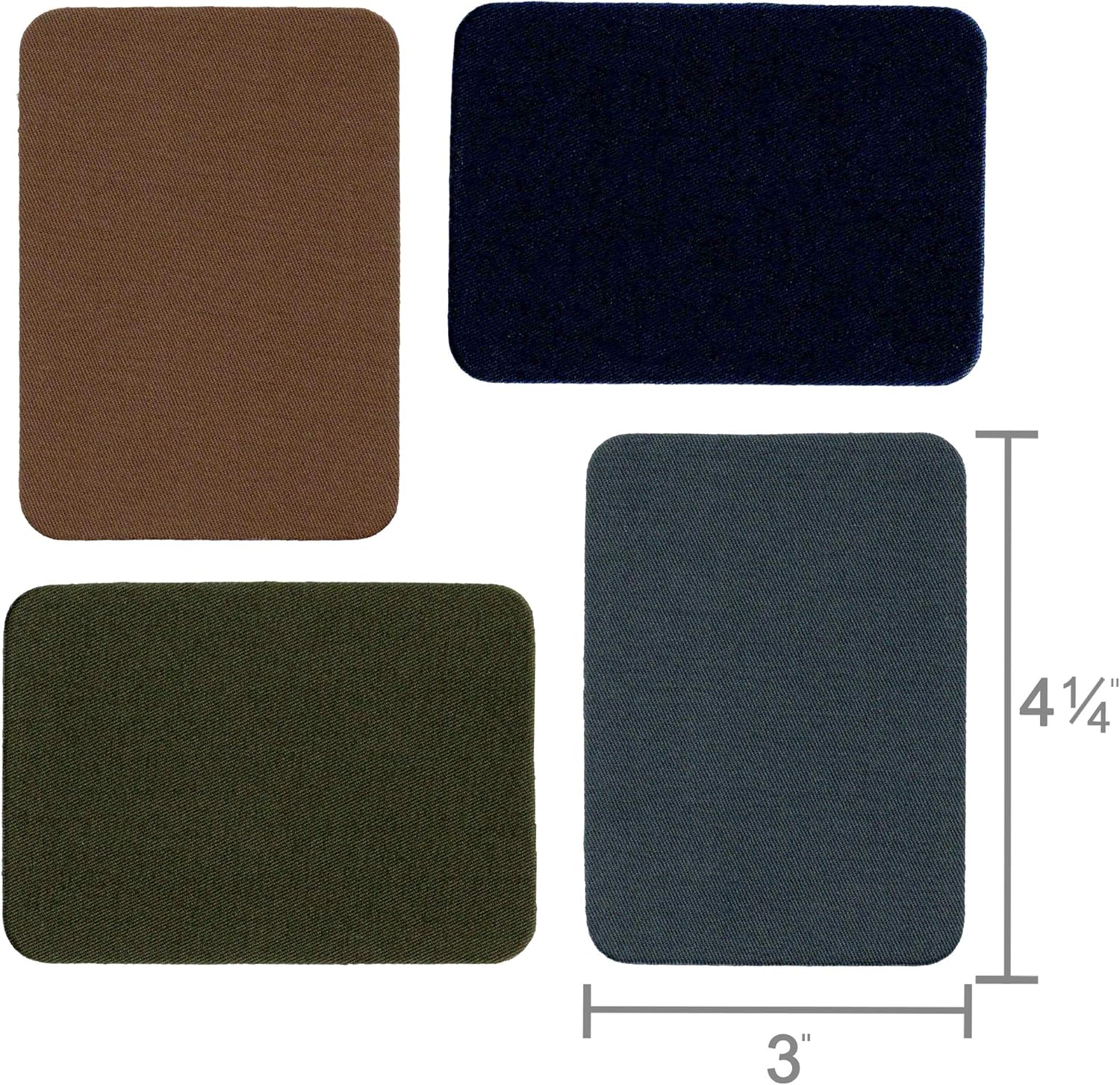 ZEFFFKA Premium Quality Fabric Iron-on Patches Inside & Outside Strongest Glue 100% Cotton Deep Blue Khaki Gray Brown Repair Decorating Kit 12 Pieces Size 3" by 4-1/4" (7.5 cm x 10.5 cm) - Image 4