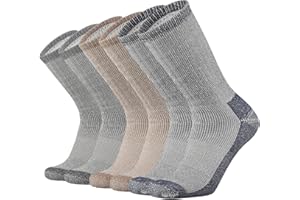 SOX TOWN Men's Merino Wool Cushion Crew Socks Moisture Wicking Control for Outdoor Hiking Work Boot Thermal Warm All Seasons