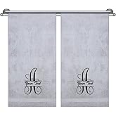 Monogrammed Towels, Hotel & Spa Quality, Super Soft, Highly Absorbent, 100% Turkish Genuine Cotton Personalized 2 Piece Bath Towel Set for Bathroom, Spa, Gym, Shower, Pool, College Dorm, Light Grey