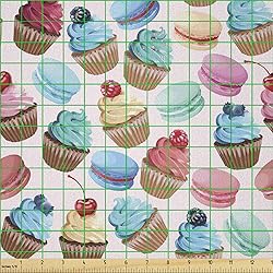 Lunarable Colorful Fabric by The Yard, Macarons and
