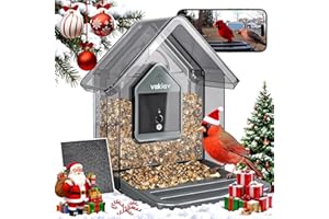 VAKIAV Smart Bird Feeder with Camera Solar Powered,4K Camera with UHD Video Live Stream,No Subscription,Identify 10,000+ Birds with AI,Instant Alerts,Elderly-Friendly,No Wi-Fi Needed,Gifts for Bird Lovers