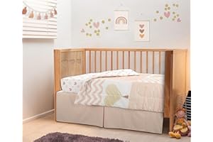 Bedward 100 Percent Cotton (Excluding Quilt Filling) 3 Piece Baby, Toddler Crib Bedding Set ; Includes Fitted Sheet, Bed Skirt and Comforter Quilt for Nursery (Hearts) 100C20213