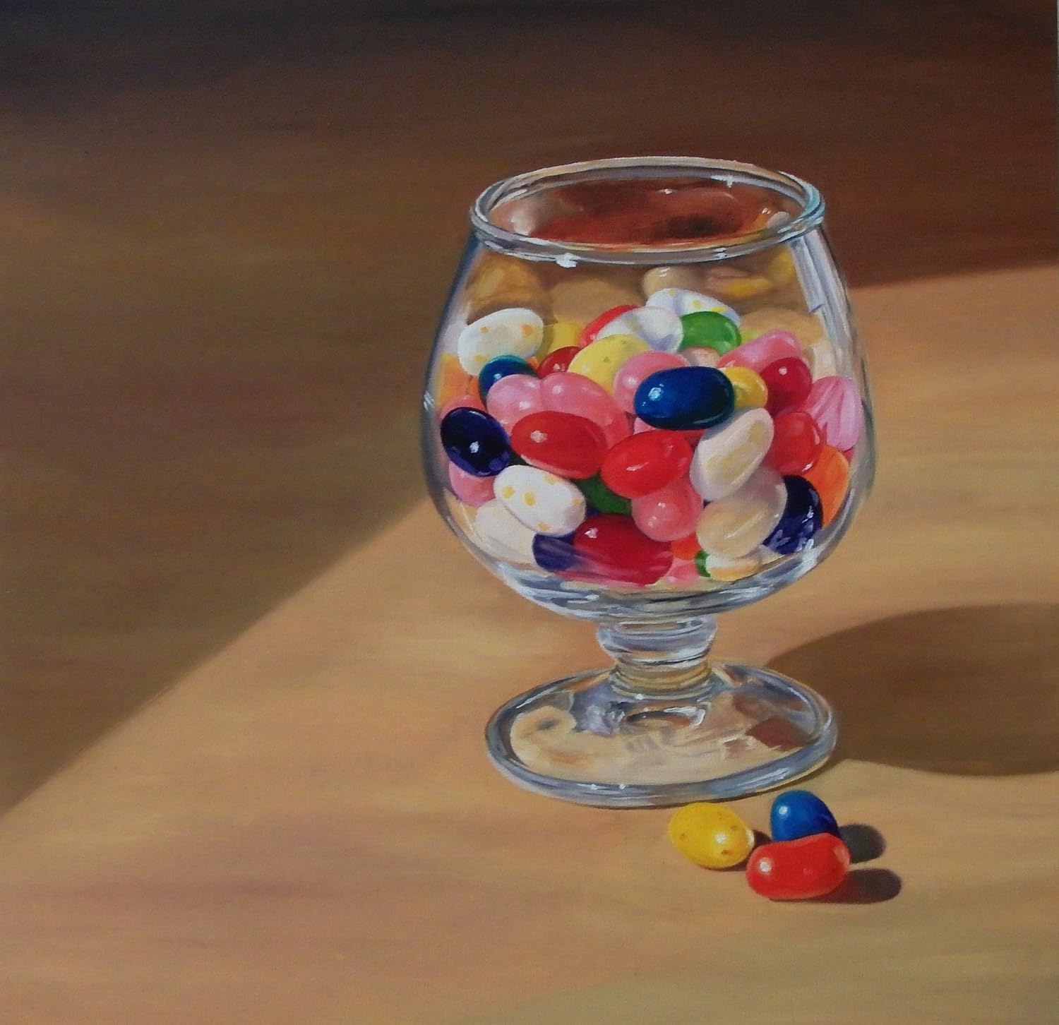 GLASS OF JELLY BEANS Oil Painting 12x12 Handmade