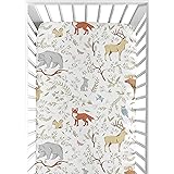 Fitted Crib Sheet for Woodland Toile Baby/Toddler Girl or Boy Bedding Set Collection - Animal Print