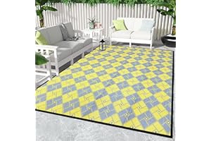 ARSUK Outdoor Rug, Picnic Beach Blanket Patio Deck Garden Mat Indoor Camping Tent Carpet Plastic Straw Reversible, 210x150cm