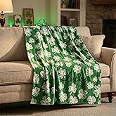 Horaldaily St. Patrick's Day Flannel Blanket Throw, White Shamrock Sketch Style Soft Fuzzy Plush Cozy Fleece Blankets for Couch Sofa Bed Lounging, Ideal Gifts for Kids Adults Self, 50x60
