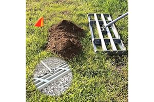 MOPAI Lawn Leveling Rake, 2-in-1 Double Side can Switch, with 20pc Marking Flags to Mark Low Spot, Stainless + Powder-Coat, FLAT Level Soil/Dirt/Compost on Lawn, SERRATED Rake Dead Grass/Ruts/Gravel on Yard