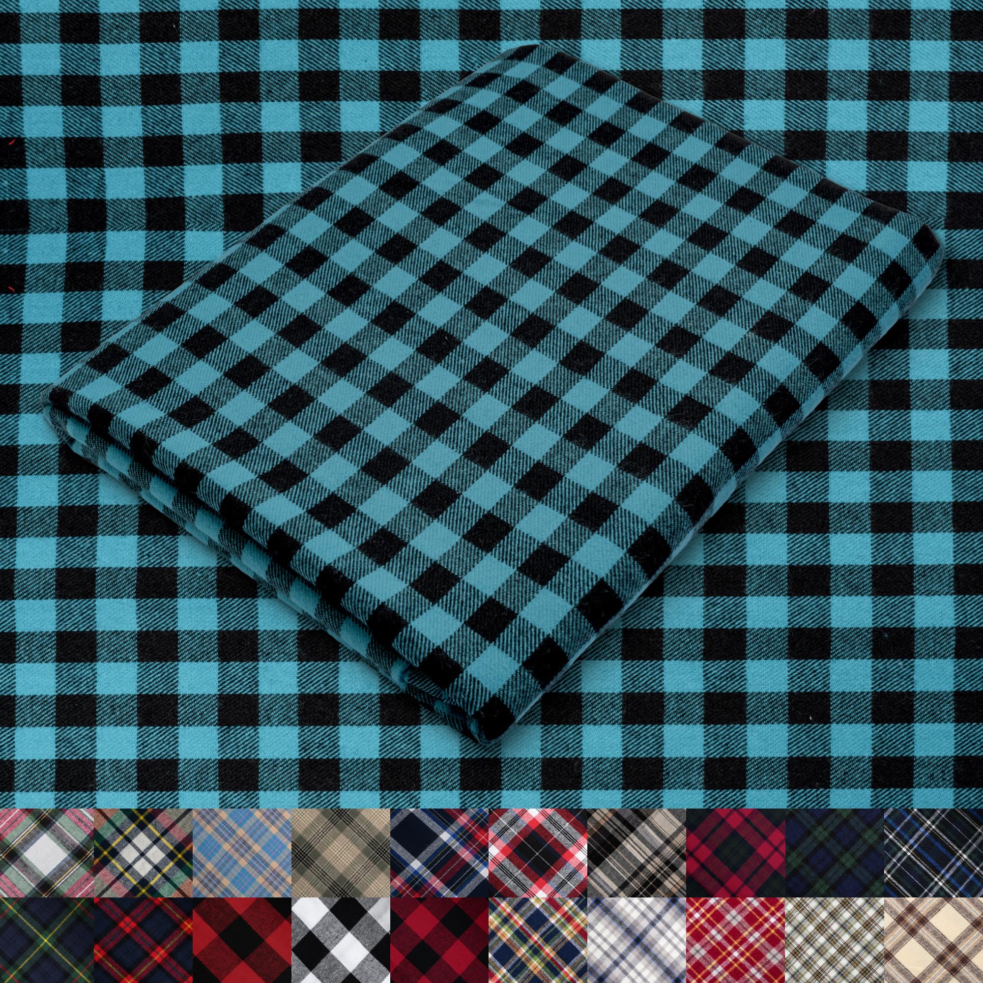 Pico Textiles 1 Yard Turquoise Buffalo Plaid