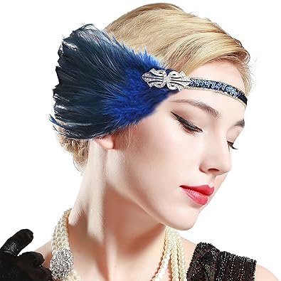 Buy Blue Babeyond Women S Roaring 20s Feather Headband 1920s