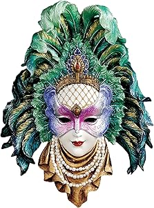 Design Toscano Maidens of Mardi Peacock Princess Gras Wall Mask Sculpture