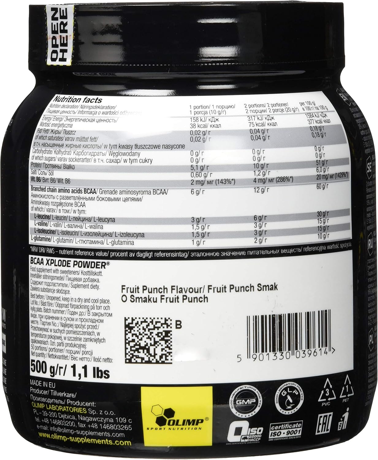 OLIMP SPORT NUTRITION Olimp Labs Fruit Punch BCAA Xplode Recovery and Energy Supplement Powder, 500 g, BCAA Xplode 500 g tub - Image 3