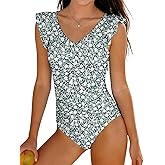 WIQI Girls Swimsuit Ruffle Adjustable Straps One Piece Bathing Suit Criss Cross Teen Girls' Swimwear 9-16Y