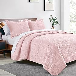 Love's cabin Twin Quilt Set Pink Bedspreads - Soft