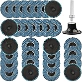 AOKLIT 31Pcs 2 Inch 80 Grit Sanding Discs Set, with 1/4" Disc Pad Holder, for Die Grinder Surface Strip Grind Polish Burr Fin