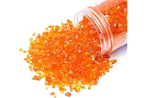 TWINKLING High Luster Crushed Glass Glitter, Broken Glass, Fire Glass Gems Chips for Fire Pit, DIY Resin Art, Epoxy Crafts, Geode Painting, Aquarium Decoration, 6-9mm(370g/13oz.) (Orange Red)