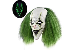 Quligeta Scary Halloween Clown Mask with Green Hair for Adult Horror Evil Killer Joker Costume Mask