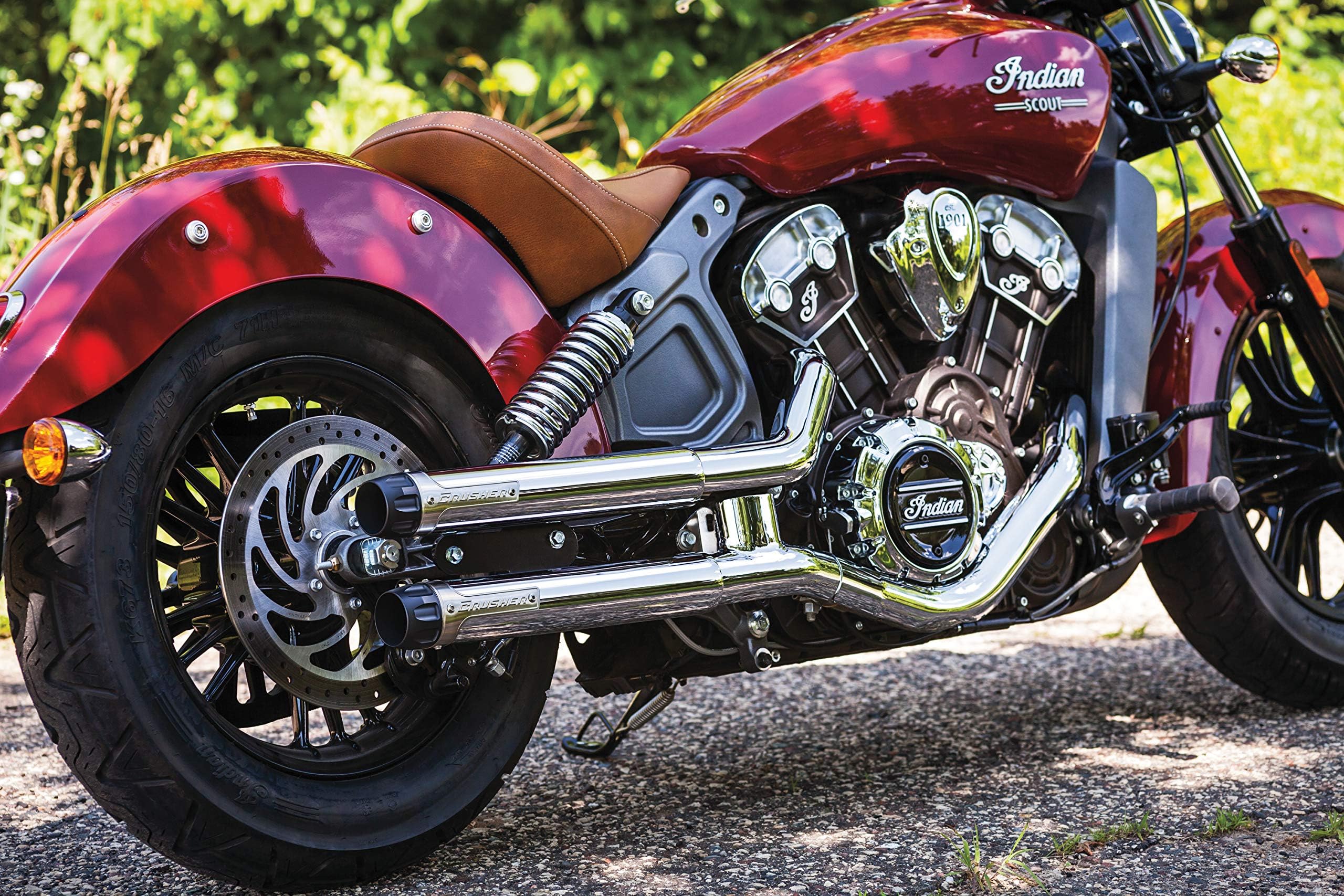 Kuryakyn 624 Motorcycle Performance Accessory: Crusher Maverick 2.5" Slip-On Exhaust Mufflers for 2015-19 Indian Scout Motorcycles, Chrome, 1 Pair
