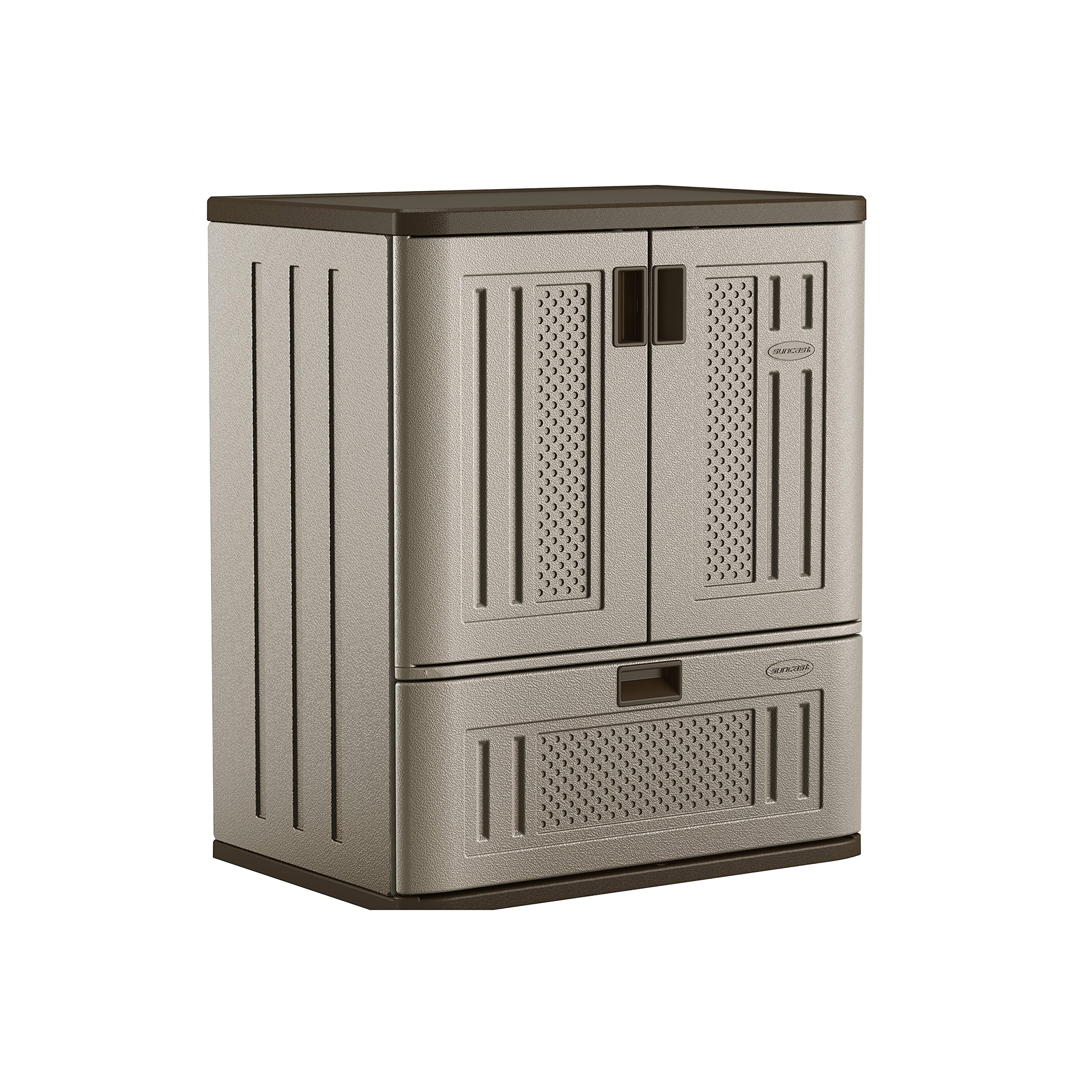 Photo 1 of **POSSIBLY MISSING PARTS** Suncast Indoor Resin Single-Drawer Storage Cabinet, Platinum Metallic, Made in The USA