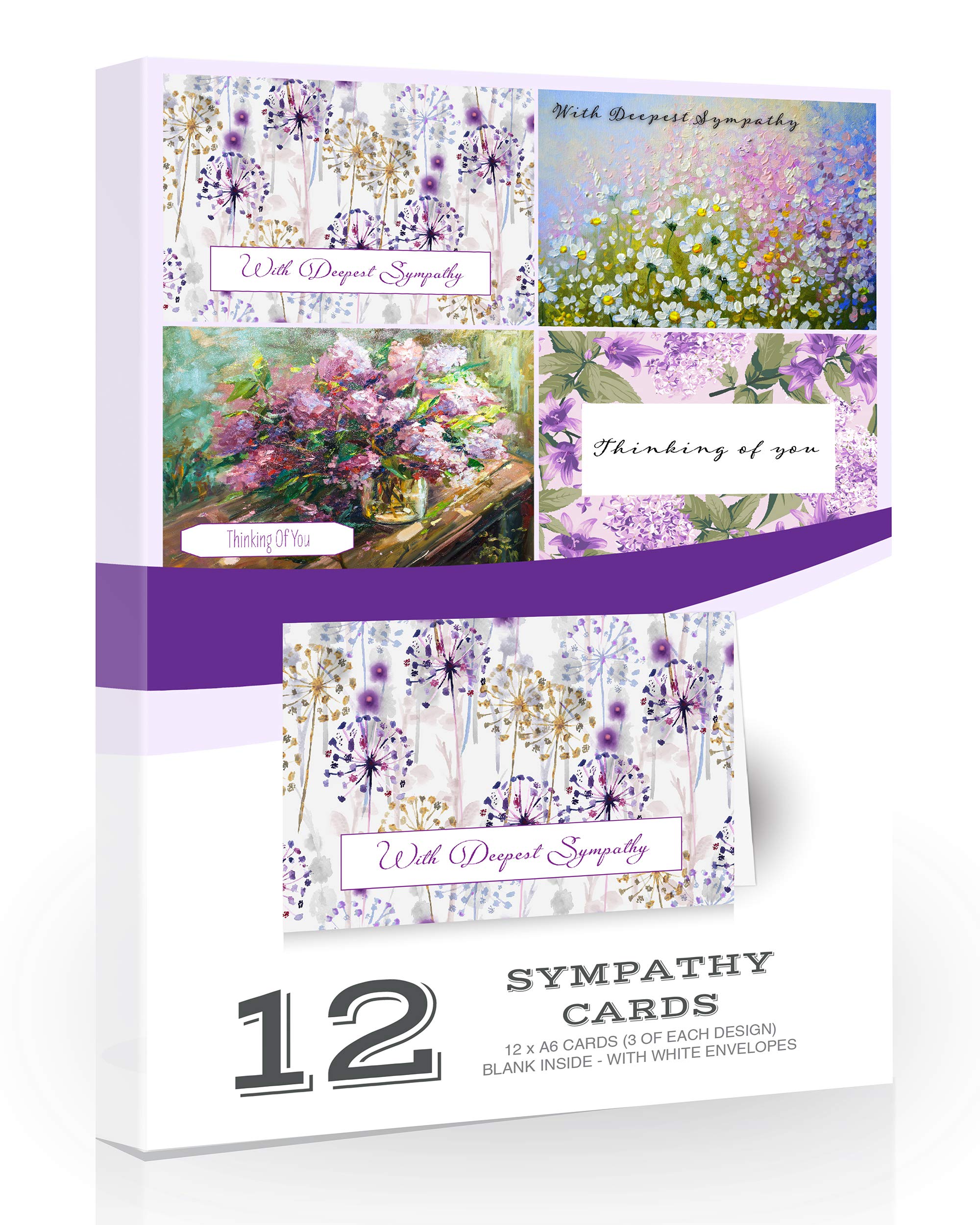 Olivia Samuel 12 x Sympathy/Thinking of You Cards Multipack from with White Envelopes