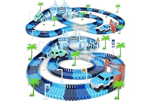Track Car Toys, 269 PCS Racing Tracks Toy, Create A Frozen World Race Road, Flexible Tracks Playset & 2 PCS Cool Race Cars, Toddler Toys Birthday Gifts for Age 3 4 5 6 Year Old Boys Girls