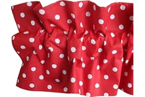 Zen Creative Designs Poly Cotton Small Polka Dots Sleeve Topper Window Valance Top Bottom Ruffle Home Décor Bedroom Nursery Kitchen Window (58" Wide x 5" Tall, White on Red)