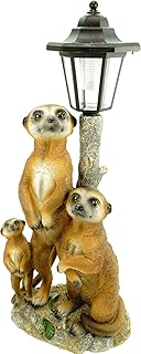 Udo Schmidt Erdmännchen Familie mit Solarlaterne Figur Gartenfigur 51 cm Erdmännchenfamilie